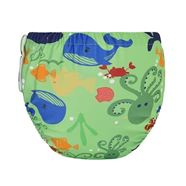 Durio Swim Diaper Washable Swimming Diapers Unisex Toddler Newborn Swim Diaper Reusable Girls Boy B Green SeaLife 3-6 Months - Image 4