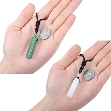 Top Plaza 2 Pcs Green Aventurine Opal Healing Crystal Stone Necklaces for Men Amulet Protection Cylindrical Pendant Necklaces Adjustable Braided Natural Quartz Gemstone Necklace Jewelry - Image 5