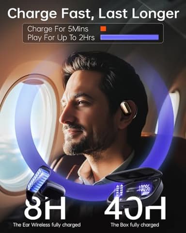 DARONGFENG Open Ear Wireless Bluetooth Headphones, Pain-Free Air Conduction Ear Buds with LED Digital Display Charging Case, Sweat Resistant for Running, Safe Driving, and Extended Daily Use - Image 6