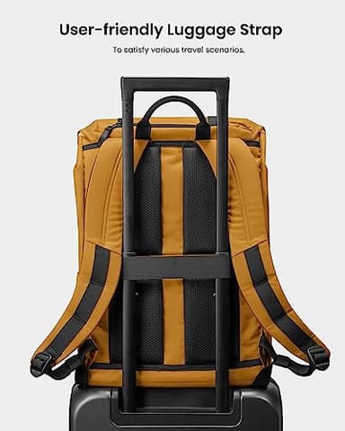 tomtoc Flap Laptop Backpack, Lightweight, Water-Resistant Casual Daypack, Durable Work-pack, Vintage Classic Rucksack for 13-15.6 Inch Laptop, perfect for Campus, Street, 22L Yellow - Image 8