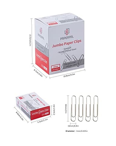 PAPERPAL Paperclips for Office School & Personal Use, Jumbo Smooth Paper Clip (2"), 1000 Large Paper Clips (10 Boxes of 100 Each), Silver - Image 2