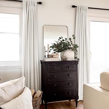 INOVADAY 100% Blackout Curtains 96 Inches Length 2 Panels Set, Back Tab/Rod Pocket Linen Black Out Curtains for Bedroom, Thermal Insulated Window Drapes - Beige, W50 X L96 - Image 4