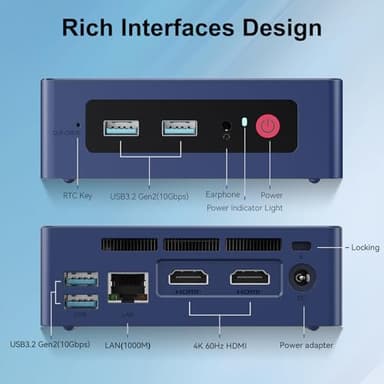 Beelink Mini S13 Mini PC,13th Intel Twin Lake-N150 (up to 3.6GHz, Upgraded N100), 16GB DDR4 500GB M.2 SSD, Mini Desktop Computer Support 4K Dual Display/USB 3.2/WiFi 6/BT 5.2 for HTPC/Office/Business - Image 7