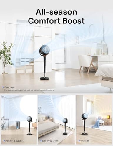 Dreo Fan for Bedroom, 120° Oscillating Standing Fan, Quiet Floor Fan with DC Motor, Pedestal Fan for Room, 9 Speeds, 4 modes, 20dB, 120° Manual Vertical, 37-42" Adjustable Height, 9H Timer, Black - Image 7