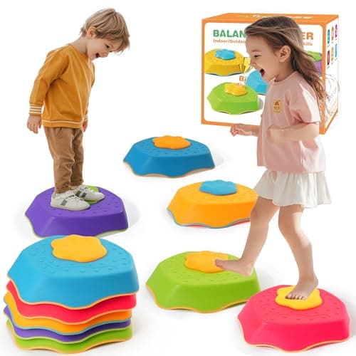 5-Pack Stepping Stones for Kids with Sound Effects - Balance & Coordination Toys for Toddlers Ages 3+, Indoor/Outdoor Play with Interactive Sensory Feedback - Image 1