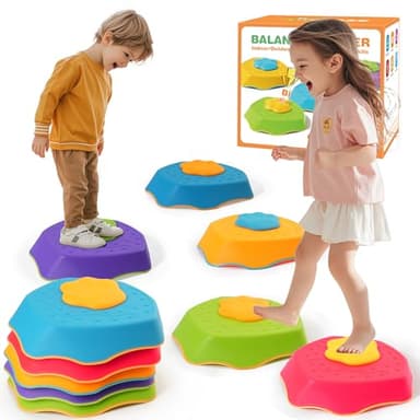 5-Pack Stepping Stones for Kids with Sound Effects - Balance & Coordination Toys for Toddlers Ages 3+, Indoor/Outdoor Play with Interactive Sensory Feedback - Image 1