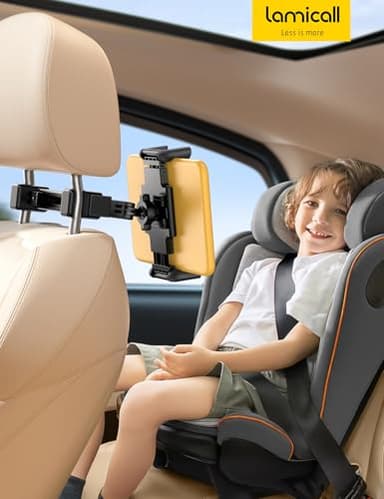 Lamicall Car Headrest Tablet Holder - [Lockable] [Thick Case Friendly] [Foldable Clip] Car Backseat Tablet Mount, Car Accessories for Kids, for iPad Pro, Air, Mini, Galaxy, Fire HD, 4.7-13" Tablets - Image 7