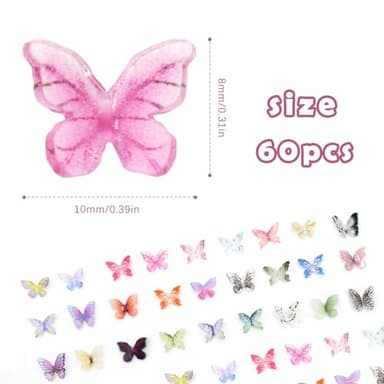 QUPIVA 60Pcs Mini Resin Butterflies, Miniature Dollhouse Accessories Tiny Butterflies for Crafts, Mini Resin Animals Figurines for DIY Fairy Garden Dollhouse Micro Landscaping Decoration - Image 6
