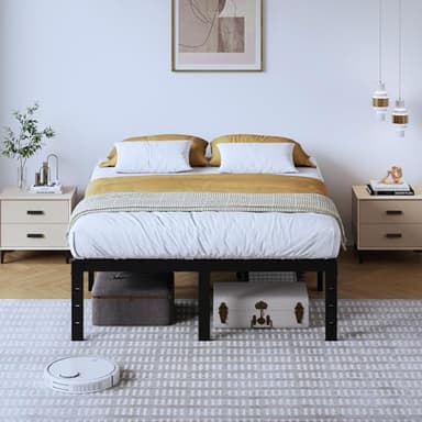SHOANED Full Size Metal Bed Frame - 16 Inch Heavy Duty Bedframe Black Basic Steel Slats Platform No Box Spring Needed, Easy Assembly, Noise Free - Image 2