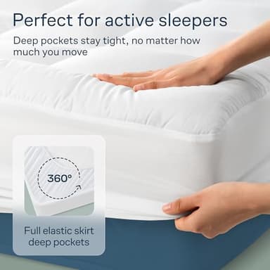 Cloud-Like Twin Mattress Topper - 100% Cotton Top Mattress Pad for Back Pain Relief - Breathable & Naturally Cooling for Hot Sleepers - Image 2