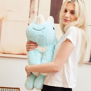 uoozii 24" | 5 Pounds Blue Dinosaur Weighted Stuffed Animals with Unscented Microwavable Heating Pad, Cute Coolable Heatable Weighted Plush Warm Gift for Kids & Adults - Image 3