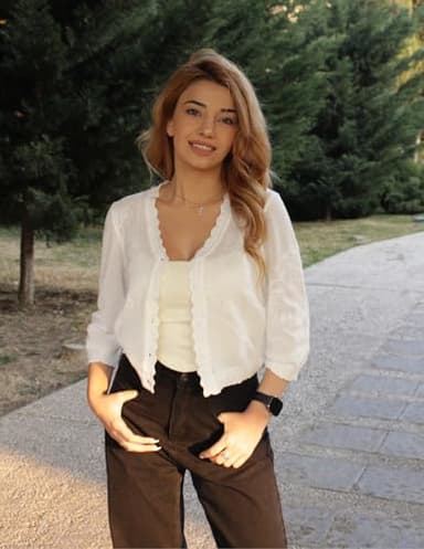 Kate Kasin Cropped Cardigans for Women Lightweight 3/4 Sleeve Button Down Crochet Knit Textured Shrug Sweaters Top White Large - Image 7