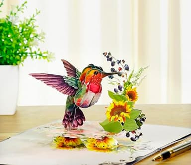 CUTPOPUP Mothers Day Card Pop Up, Birthday 3D Popup Greeting, Birthday Card for Women (Hummingbird Sunflower) - Image 2