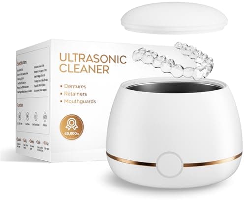 Dental Ultrasonic Retainer Cleaner Machine: Nicwell 200ML Denture Cleaner, Deep Cleaning Mouth Guard Cleaner, Aligner Cleaner, NightGuard Cleaner with Protection Design for Braces, Oral Dental & Tray - Image 1