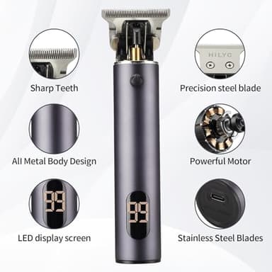 HILYC Hair Clippers for Men, Beard Trimmer Zero Gapped Cordless Hair Trimmer Mens Hair Clippers Shaver Edgers Clippers Grooming Kit with Guide Combs Gifts for Men - Image 2