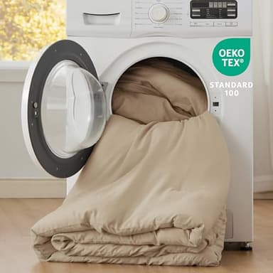 Bedsure Queen Size Comforter Set, Khaki Soft Prewashed Bedding for All Seasons, 3 Pieces GentleSoft™ Warm Down Alternative Bed Set, 1 Lightweight Comforter (90"x90") and 2 Pillowcases (20"x26") - Image 5