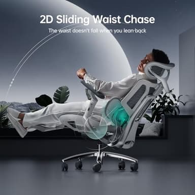 Hbada E3 Ultra Ergonomic Office Chair, with 3-Zone Dynamic Lumbar Support, 360° Mechanical Armrests, 4D Adjustable Headrest, Aluminum Alloy, Premium Mesh, Grey - Image 5
