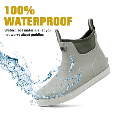 CKWLXQY Men's Deck Boots, Waterproof Ankle Rain Boots Men Anti-Slip Traction, Outdoor Rubber Fishing Garden Boots High-Performance Shoes for Farming - Image 3