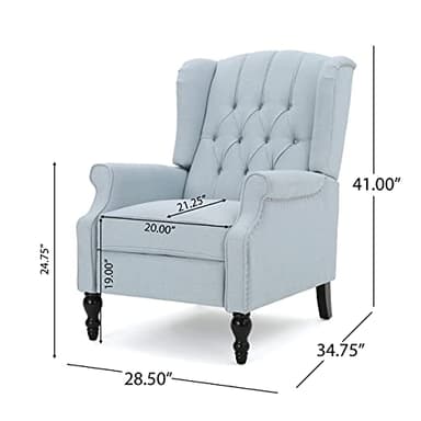 Christopher Knight Home Walter Fabric Recliner, Light Sky Dimensions: 34.75”D x 28.00”W x 41.25”H - Image 2