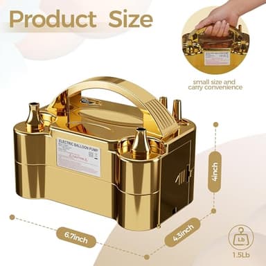 DECOCKRAT Balloon Pump - Electric Dual Nozzle Air Pump for Balloon, Portable Balloon Blower Save Time and Effort, Balloon Inflator for Parties and Decorations - 110V-120V, 600W - Image 3