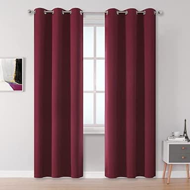 DUALIFE Burgundy Blackout Curtain Panels for Bedroom 96 Inches Long Burgundy Red Solid Thermal Insulated Window Curtain Panels with Grommet for Living Room 42X96 Inch Length - Image 1