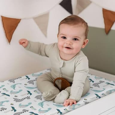 BROLEX Changing Pad Covers for Baby: Boy Girls Ultra Stretchy Soft 2 Pack Dinosaur Lion - Image 5