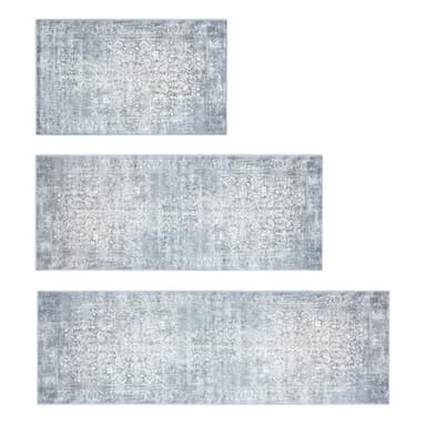 WOBUBU Kitchen Rugs Sets of 3 Boho Kitchen Rugs and Mats Non Slip Washable Rugs Set for Kitchen Laundry Room Entryway Light Grey - Image 1