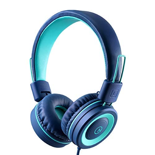 Kids Headphones - noot products K11 Foldable Stereo Tangle-Free 3.5mm Jack Wired Cord On-Ear Headset for Children/Teens/Boys/Girls/Smartphones/School/Kindle/Airplane Travel/Plane/Tablet (Navy/Teal) - Image 1