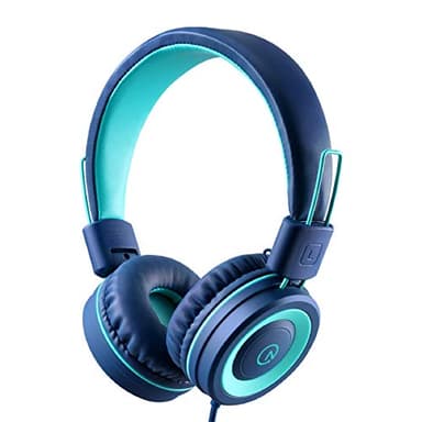 Kids Headphones - noot products K11 Foldable Stereo Tangle-Free 3.5mm Jack Wired Cord On-Ear Headset for Children/Teens/Boys/Girls/Smartphones/School/Kindle/Airplane Travel/Plane/Tablet (Navy/Teal) - Image 1