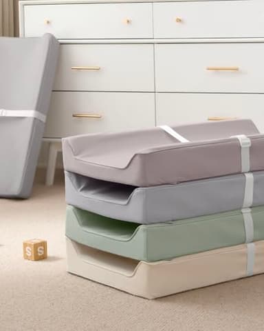 Blissful Diary Vegan Leather Baby Changing Pad with Waterproof & Wipe-Clean PU Cover, Standard Size Cozy Diaper Changing Pad for Dresser and Table, Taupe - Image 7