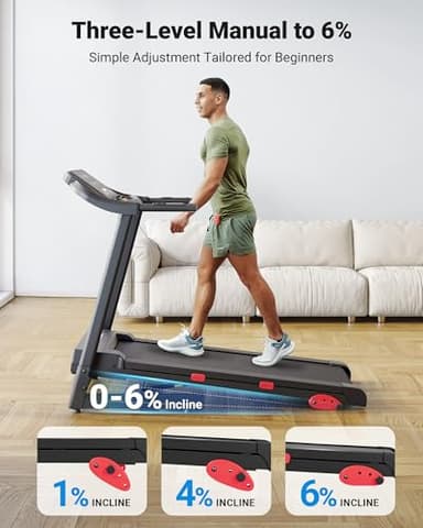 THERUN Treadmills for Home, Running Treadmill with Incline, Foldable Treadmills Heart Rate Sensors, 18″LED Display Manual Incline Adjustment, 3.0HP Treadmill for Indoor Fitness Workouts - Image 3