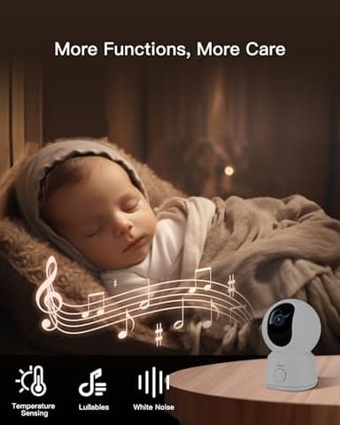 ARENTI Video Baby Monitor with Camera and Audio, 5-inch Smart Baby Camera Monitor with Free Phone App, 1080P, VOX, PTZ, One-Touch Call, Temp Sensor, Lullaby, Night Vision, Auto Tracking, 2-Way Talk - Image 7