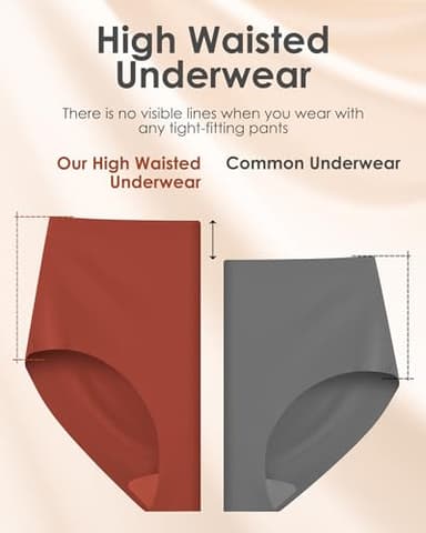 Womens Underwear Seamless Full Coverage Breathable Briefs No Show Silky Stretch High Waisted Ladies Panties 6 Pack (US, Alpha, Medium, Regular, Regular, 6 Color Packs) - Image 3