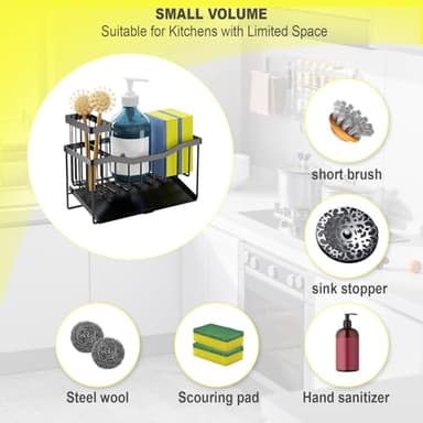 Fssvcd Maifan Sink Caddy Sponge Holder for Kitchen with Brush Holder and Stainless Steel Self Drain Tray, Rustproof Kitchen Sink Organizer for Sponge, Soap Dispenser Storage Accessories - Image 3