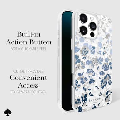 kate spade new york iPhone 16 Pro Max Case - Compatible with MagSafe - Designer Phone Case - Flowerbed Blue Gems - Image 4