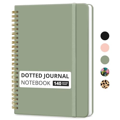 Dotted Spiral Journal Notebook for Women & Men, 140 Pages, Bullet Dotted Notebook for Journaling & Note Taking, Journals for Writing, A5(6"x8") - Green - Image 1