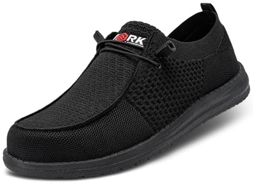 LARNMERN Steel Toe Loafers Women Slip On Shoes Lightweight Comfortable Lounging Walking Safety Work Flats Sneakers(6 Women, Black Women) - Image 1