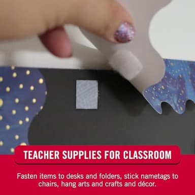 VELCRO Brand Mounting Squares | Square Dots with Adhesive 200pk, 7/8" White | Sticky Back Hook and Loop for Teacher Supplies, Office Organization (30705) - Image 6