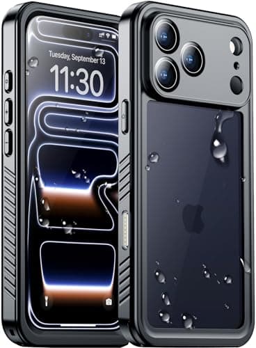 Temdan Compatible with iPhone 17 Pro Case,Waterproof Built-in Screen & Camera Protector IP68 Underwater Full Body 17FT Military Dropproof Shockproof Phone Case 6.3"-Black/Clear - Image 1