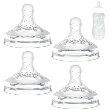 Silicone Replacement Nipple Compatible with Philips Avent Natural Bottle, 4 Pack Bottle Nipple, Leak-Proof, BPA-Free, Anti-Colic, Flow 2 for 3-6 Month - Image 1