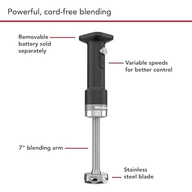 KitchenAid Go™ Cordless Hand Blender - battery included, KHBRV71, Black Matte - Image 4