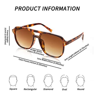 FEISEDY Retro Square Aviator Sunglasses Women Men 70s Vintage Trendy Plastic Frame Sun Glasses B2835 - Image 6