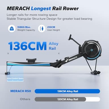 MERACH Rowing Machines for Home, Adjustable Air Resistance Professional Indoor Rowing Machine, Ergonomic Comfort Seat, Performance Monitor and Device Holder, Easy Storage - Image 6