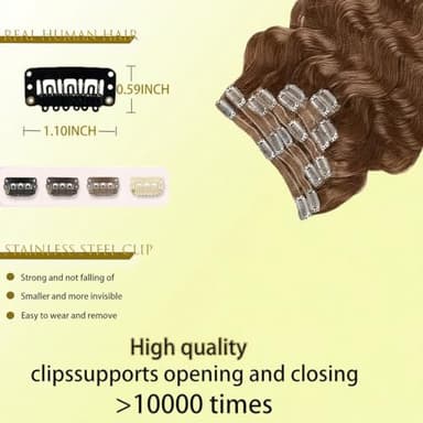 Tandulo Clip in Hair Extensions Real Human Hair Body Wave 30 Auburn Ginger Clip in 100% Brazilian Remy Human Hair Extensions 8pcs Per Set with 18 Clips Double Weft 18 Inch 100g/3.6oz - Image 3