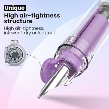 WRITECH Fountain Pen Fine Nib: Retractable Black Ink Pens Set Includes 5 Ink Cartridges Smooth Writing for Calligraphy Sketching Journaling Gift (Purple) - Image 4