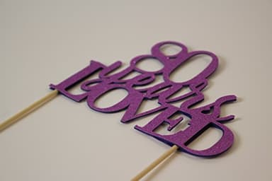 All About Details Purple 80-Years-Loved Cake Topper,1PC, 80th Birthday, Party Decor, Glitter (Purple) - Image 2