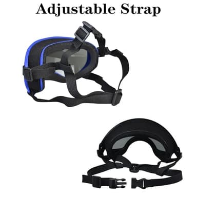 Soft Samll Dog Sunglasses Dog Goggles for Large Breed UV/Wind/Dust Protection Winproof Dog Puppy Sunglasses Pet Glasses Eye Wear with Adjustable Strap (Black Frame & Silver Lens/Small) - Image 4