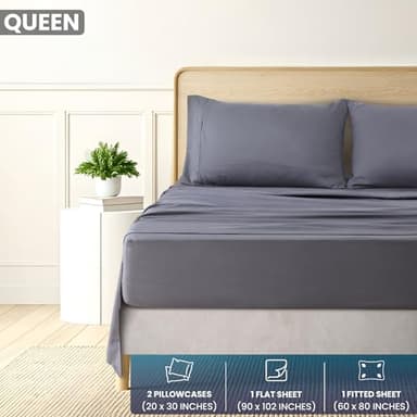 Utopia Bedding Queen Sheet Set – Brushed Microfiber – Ultra Soft Bed Sheets for Queen Size Bed Set – Deep Pocket, Wrinkle & Fade Resistant – Includes 1 Fitted, 1 Flat, 2 Pillowcases (Grey) - Image 2