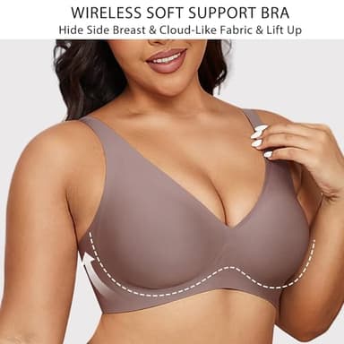 Gailife Deep V Bras for Women No Underwire Wireless Push Up Bra Seamless Plunge Bralette Comfort Supportive Bra Full Coverage -BK/GR,L - Image 7