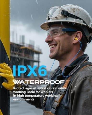 MIPEACE Bluetooth Earplug Headphones, Neckband Wireless Earbuds earplugs-29db Noise Reduction isolating in-Ear earplug Earphones and Controls,IPX6 sweatproof,20+Hour Battery(Blue - Image 7